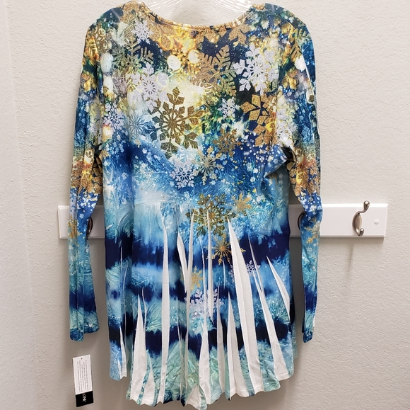 NWT Rebecca Malone High Low Sz L Holiday Top - Picture 1 of 7